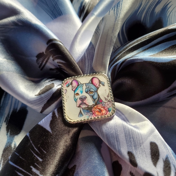 Western scarf slide,scarf slide concho, wild rag slides, Pitbull lover gift - Picture 2 of 3